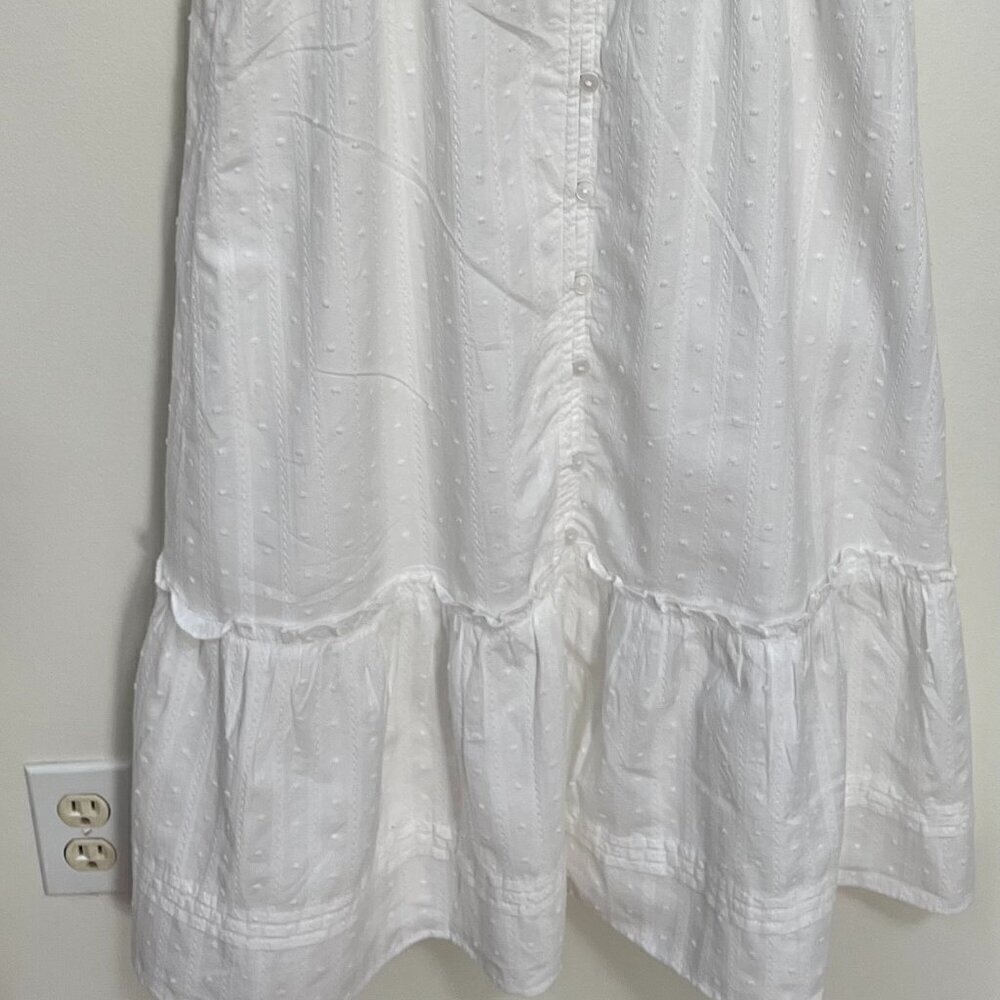 Nautica Womens Tiered Sleeveless Ruffle Midi Dress in Bright White Size L - Picture 9 of 12